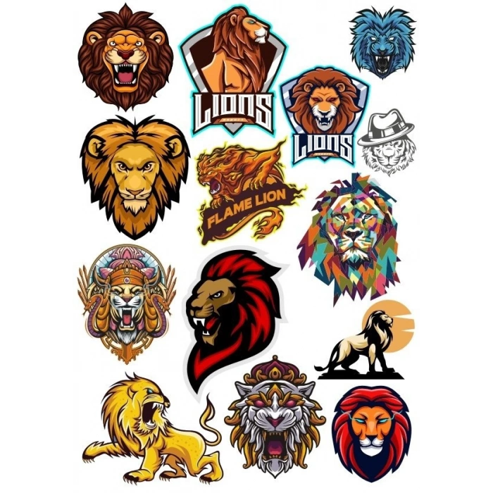 Aslan Lions Sticker Set-1 14 Parça Telefon, Tablet, Defter, Laptop Sticker