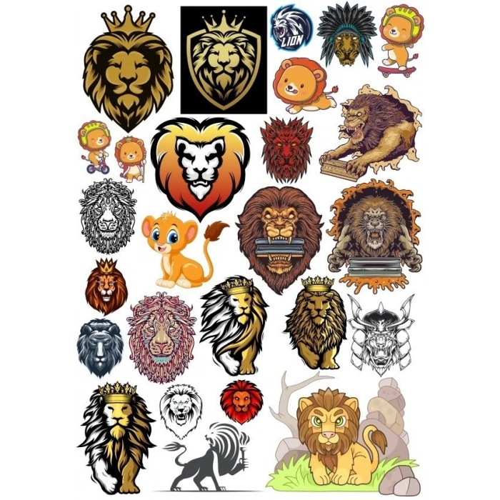 Aslan Sticker Set 12 20 Parça Telefon, Tablet, Defter, Laptop Sticker