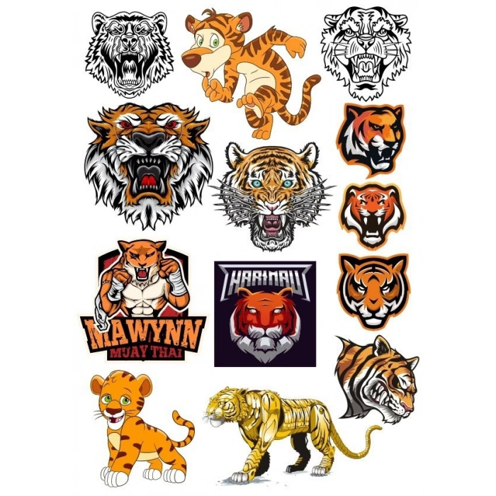 Aslan ve Kaplan Sticker Set 13 Parça Telefon, Tablet, Defter, Laptop Sticker