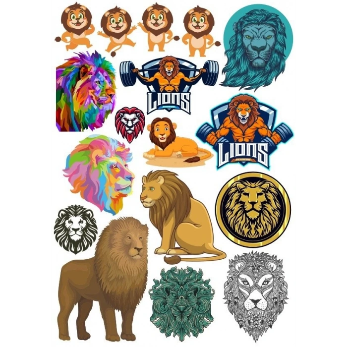 Aslanlar Lions Sticker Set-2 17 Parça Telefon, Tablet, Defter, Laptop Sticker