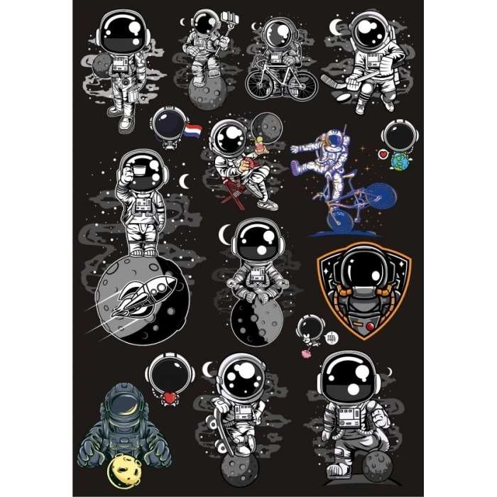 Astronot Sticker Set 14 20 Parça Telefon, Tablet, Defter, Laptop Sticker