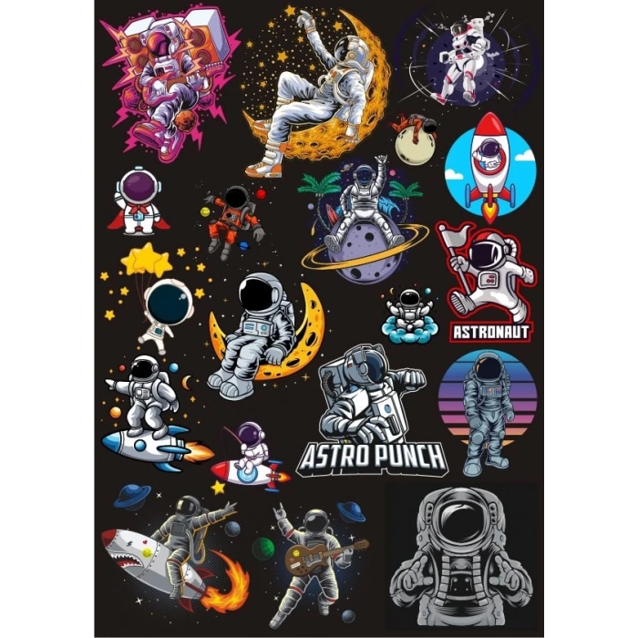 Astronot Sticker Set 4 16 Parça Telefon, Tablet, Defter, Laptop Sticker