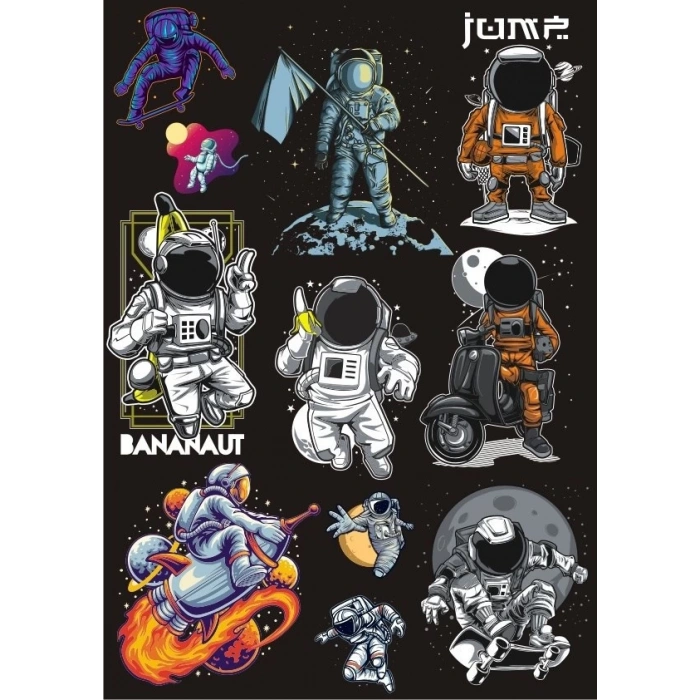 Astronot Temalı Sticker Set-2 10 Parça Telefon, Tablet, Defter, Laptop Sticker