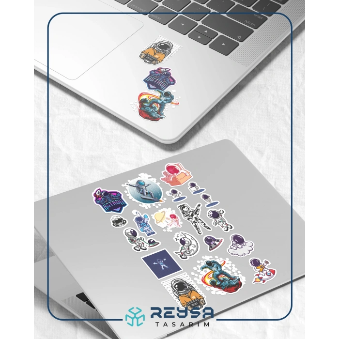 Astronot ve Uzay Sticker Set 6 20 Parça Telefon, Tablet, Defter, Laptop Sticker
