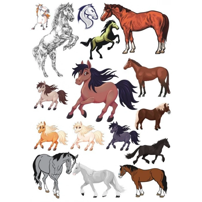 At Sticker Set-1 13 Parça Telefon, Tablet, Defter, Laptop Sticker