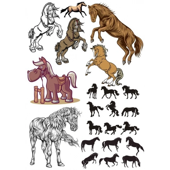 At Sticker Set-2 13 Parça Telefon, Tablet, Defter, Laptop Sticker