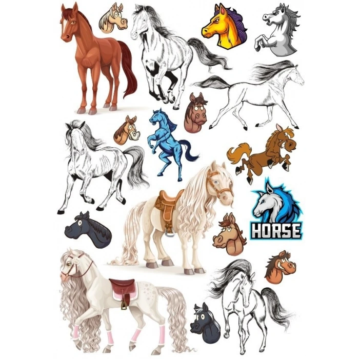 At Sticker Set-3 15 Parça Telefon, Tablet, Defter, Laptop Sticker