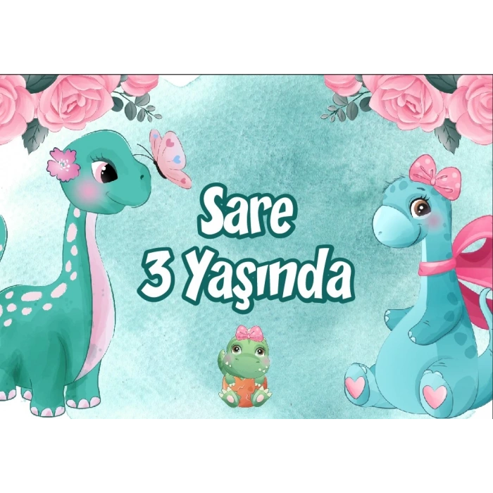 Dinozorlar Temalı Doğum Günü Afişi 50X70 cm