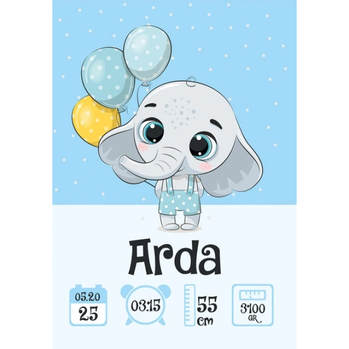 Sevimli Fil Temalı Yaş Panosu