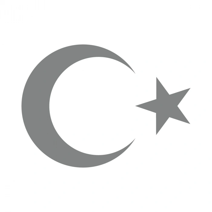 Ay Yıldız Sticker 17x17 Cm Gri