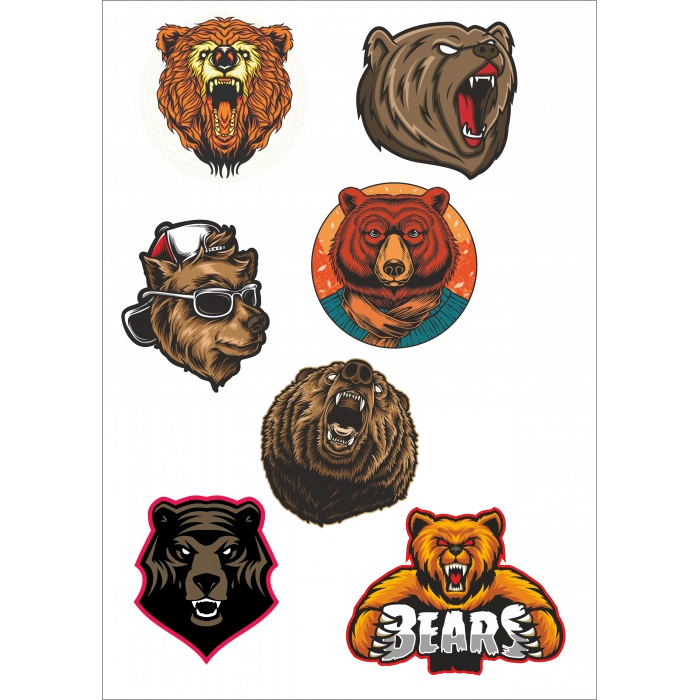 Ayı Sticker Set -1 7 Parça Telefon, Tablet, Defter, Laptop Sticker