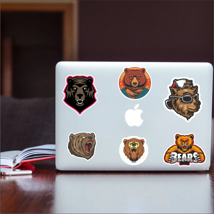 Ayı Sticker Set -1 7 Parça Telefon, Tablet, Defter, Laptop Sticker