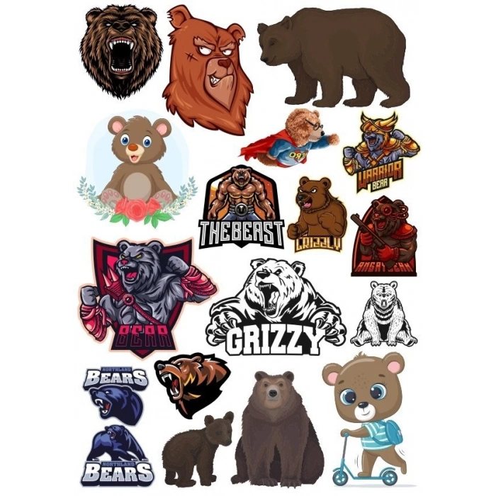 Ayı Sticker Set-15 15 Parça Telefon, Tablet, Defter, Laptop Sticker