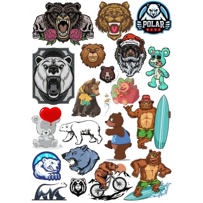 Ayı Sticker Set 5 18 Parça Telefon, Tablet, Defter, Laptop Sticker