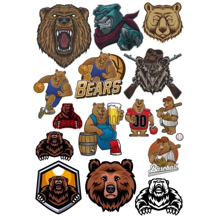 Ayı Sticker Set-6 12 Parça Telefon, Tablet, Defter, Laptop Sticker