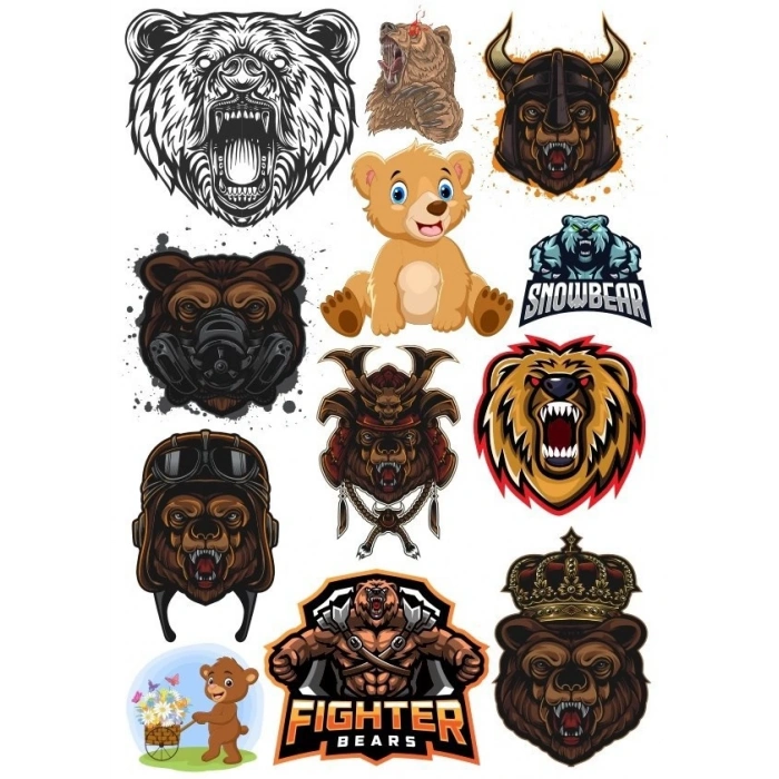 Ayı Sticker Set-9 12 Parça Telefon, Tablet, Defter, Laptop Sticker