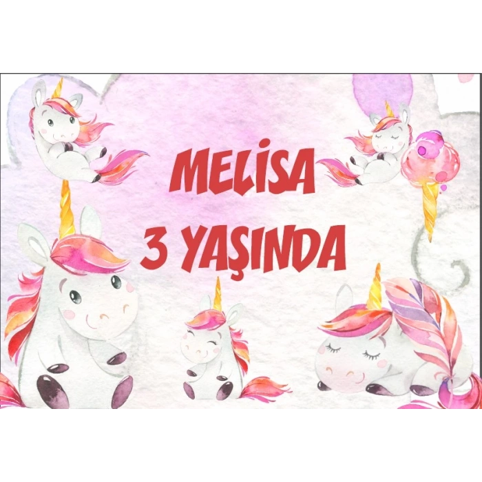 Unicorn Temalı Doğum Günü Afişi 100X150 cm