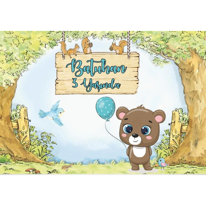 Ayıcık Temalı Doğum Günü Afişi 50X70 cm