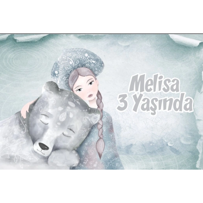 Ayıcık ve Prenses Temalı Doğum Günü Afişi 70X100 cm