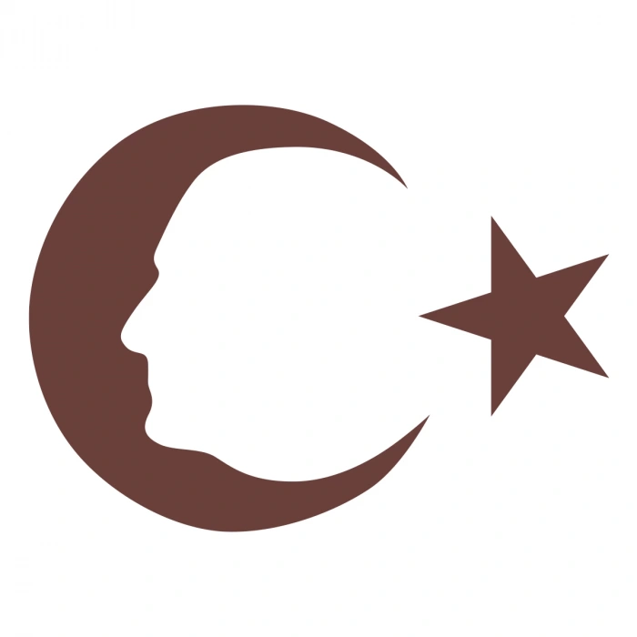 Ayyıldız ve Atatürk Silüeti Sticker17x17 Cm Kahverengi