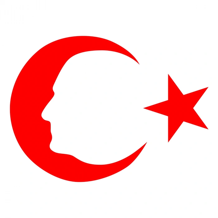 Ayyıldız ve Atatürk Silüeti Sticker17x17 Cm Kırmızı