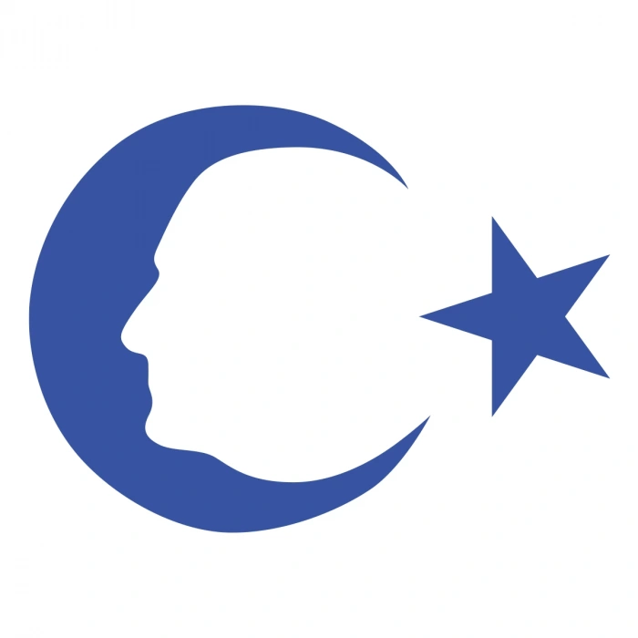 Ayyıldız ve Atatürk Silüeti Sticker17x17 Cm Mavi