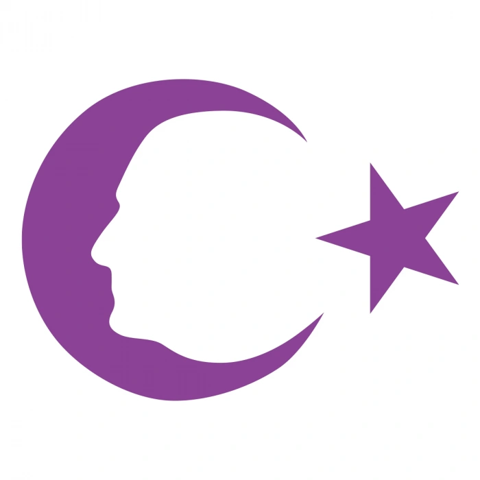 Ayyıldız ve Atatürk Silüeti Sticker17x17 Cm Mor