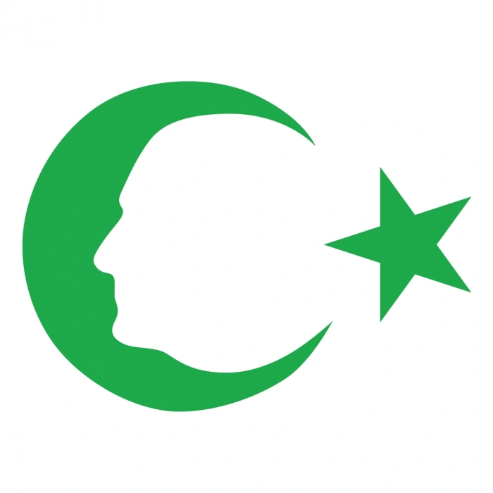 Ayyıldız ve Atatürk Silüeti Sticker17x17 Cm Yeşil