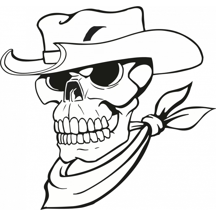 Kovboy Kurukafa Sticker 10x10 cmRenkli Sticker