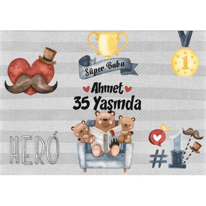 Baba Temalı Doğum Günü Afişi 70X100 cm