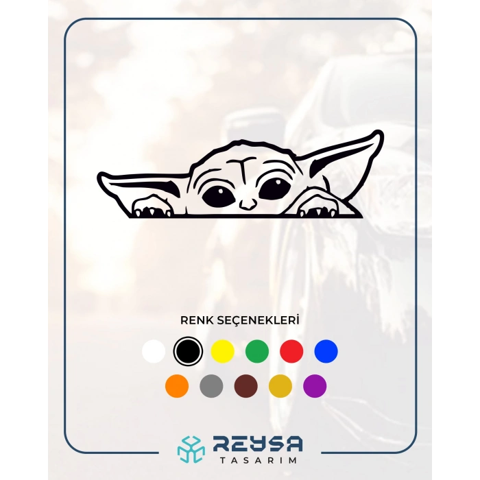 Baby Yoda Araba Stickeri 17x17 Cm Siyah