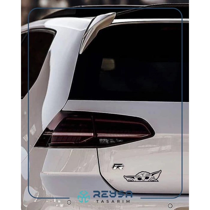 Baby Yoda Araba Stickeri 17x17 Cm Siyah