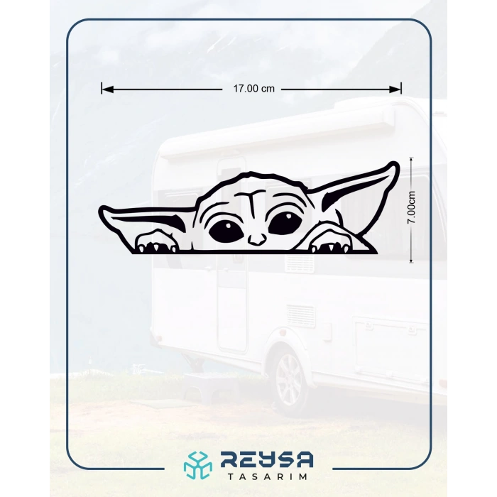 Baby Yoda Araba Stickeri 17x17 Cm Siyah