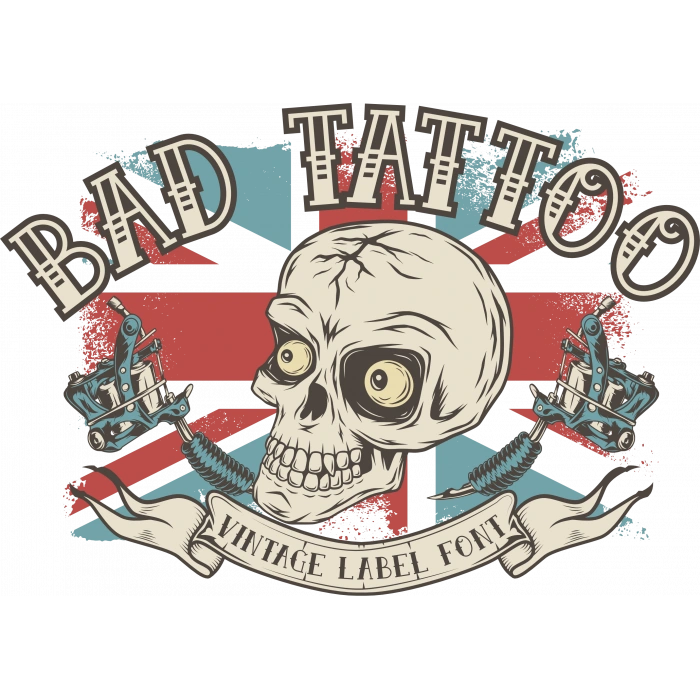 Bad Tattto Kurukafa Sticker 10x10 cmRenkli Sticker