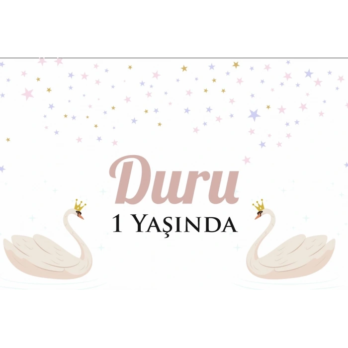 Kuğu Temalı Doğum Günü Afişi 100X150 cm