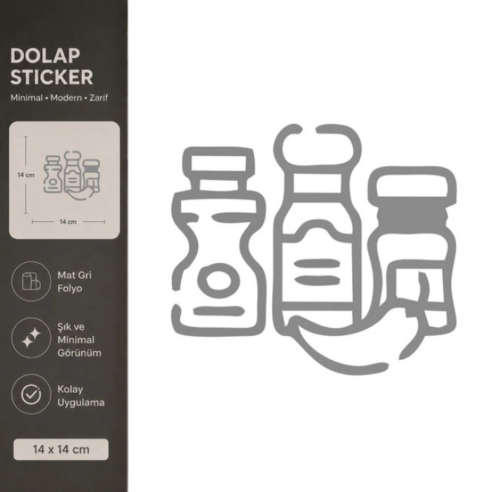 Baharatlar Mat Gri Dekoratif Folyo Sticker 14x14 cm