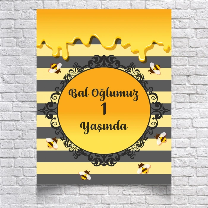 Bal Temalı Doğum Günü Afişi 100x150 Cm