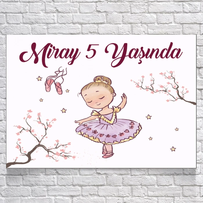 Balerin Temalı Doğum Günü Afişi 100X150 cm