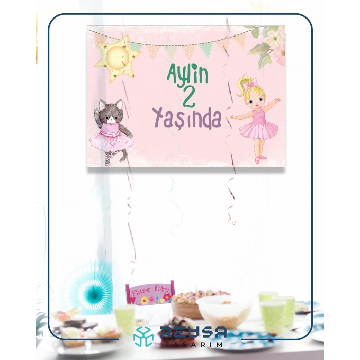 Balerin Temalı Doğum Günü Afişi 50X70 cm