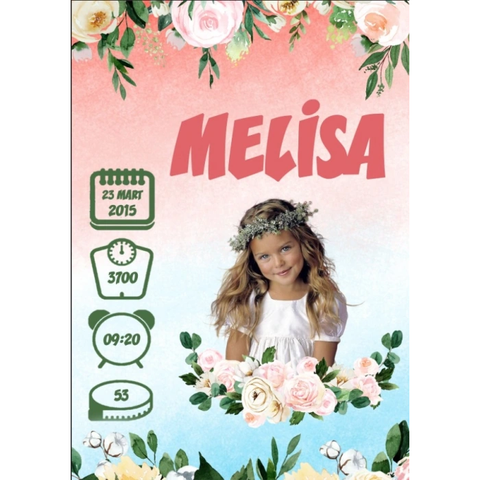 Resimli Çiçek Taçlı Yaş Panosu