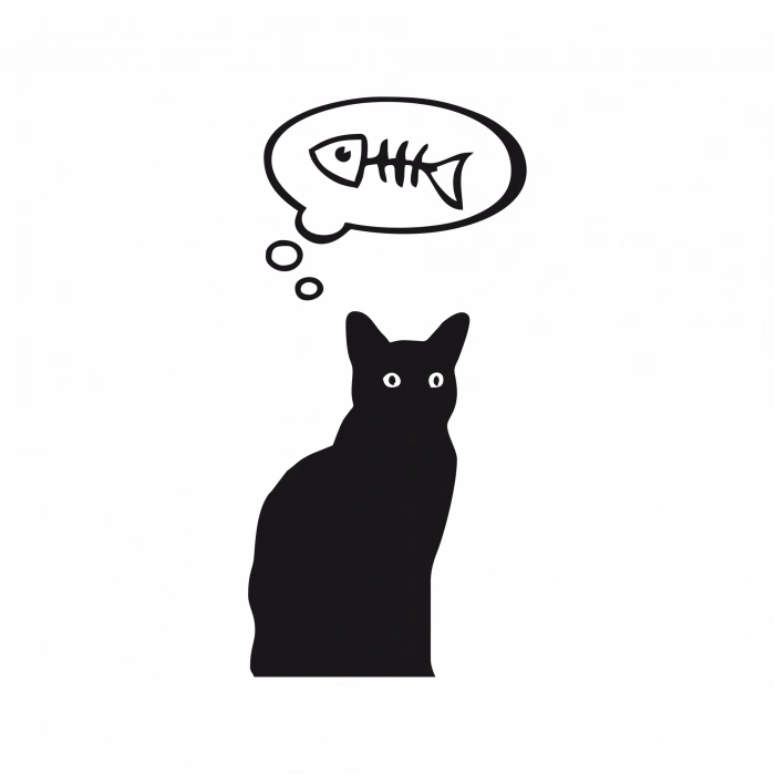 Balık Düşünen Kedi 17x17 Cm Sticker Folyo