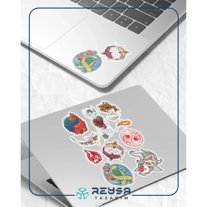 Balık Stikcer Set-2 13 Parça Telefon, Tablet, Defter, Laptop Sticker