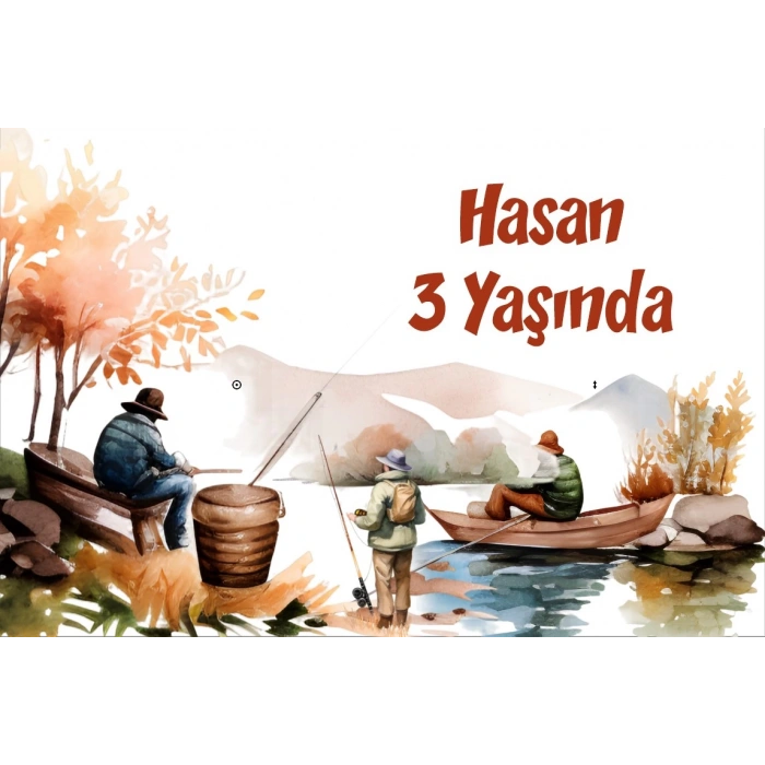 Balıkçılık Temalı Doğum Günü Afişi 100X150 cm