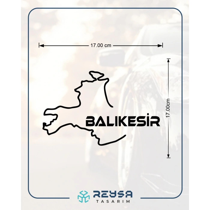Balıkesir Harita Araba Sticker 17x17 Cm Siyah