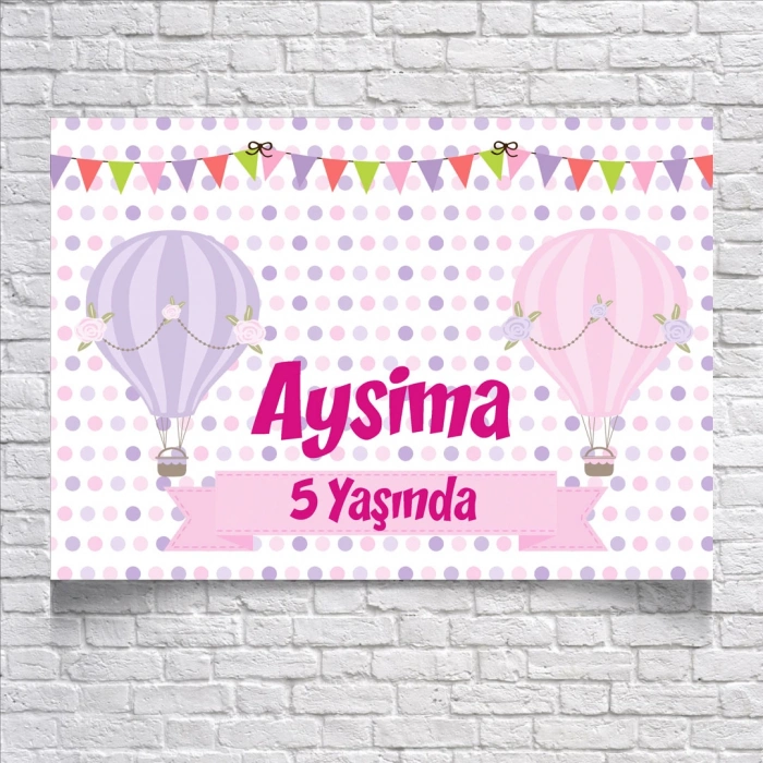 Balon Temalı Doğum Günü Afişi 100X150 cm