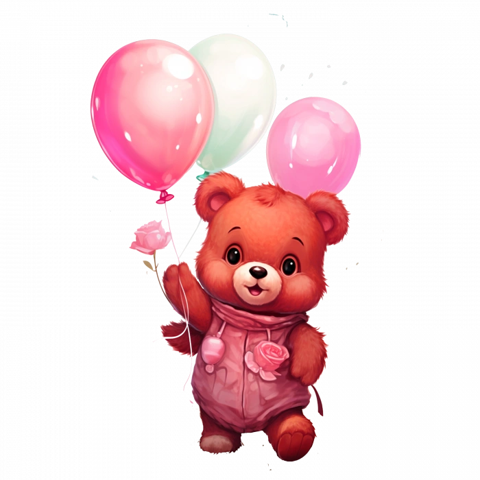 Balon Tutan Kız Ayıcık Duvar Stickerı