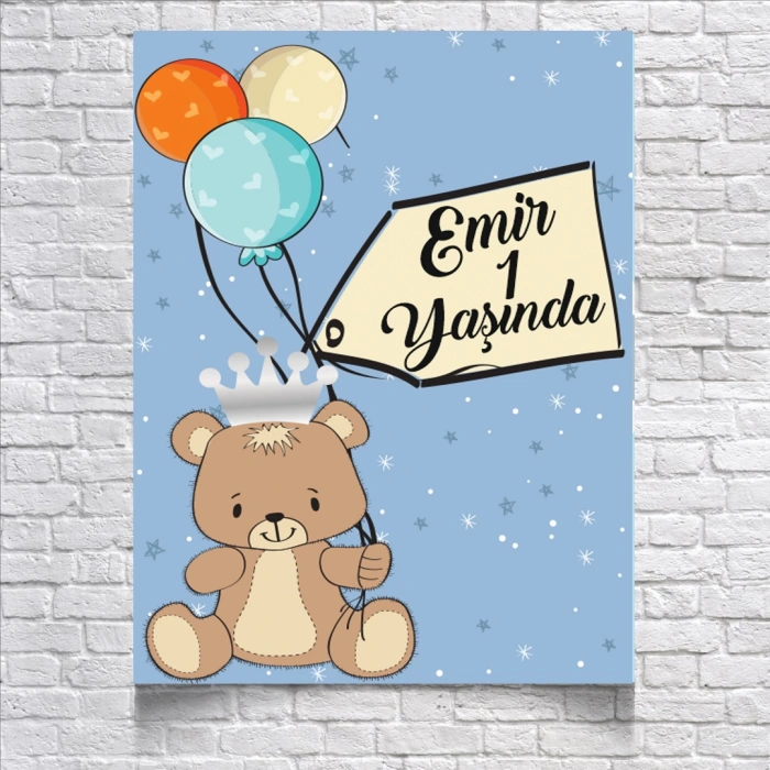 Balon ve Ayıcıklı Doğm Günü Afişi 50X70 cm