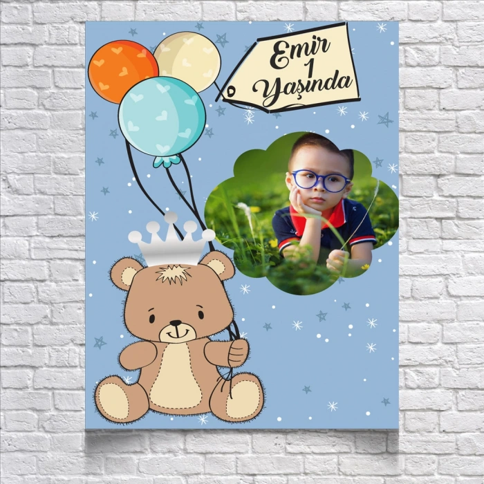 Balon ve Ayıcıklı Doğm Günü Afişi 70X100 cm