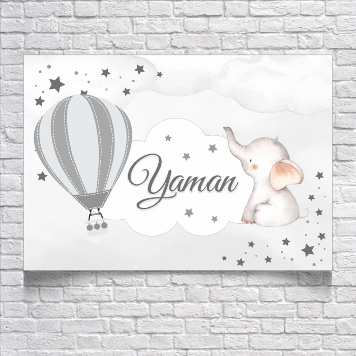 Balon ve Fil Temalı Doğum Günü Afişi 35X50 cm