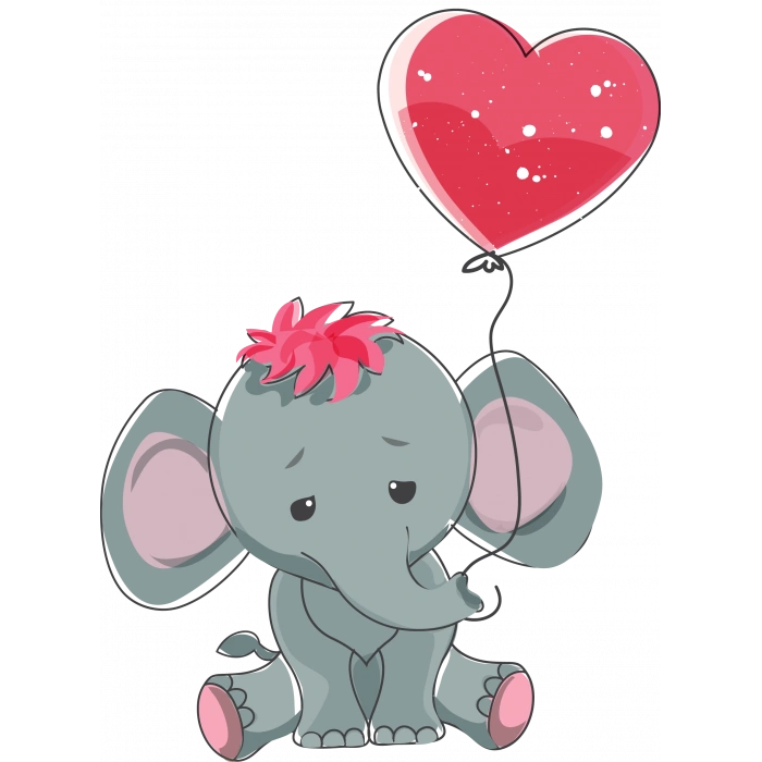 Balonlu Fil Yavrusu Duvar Stickerı